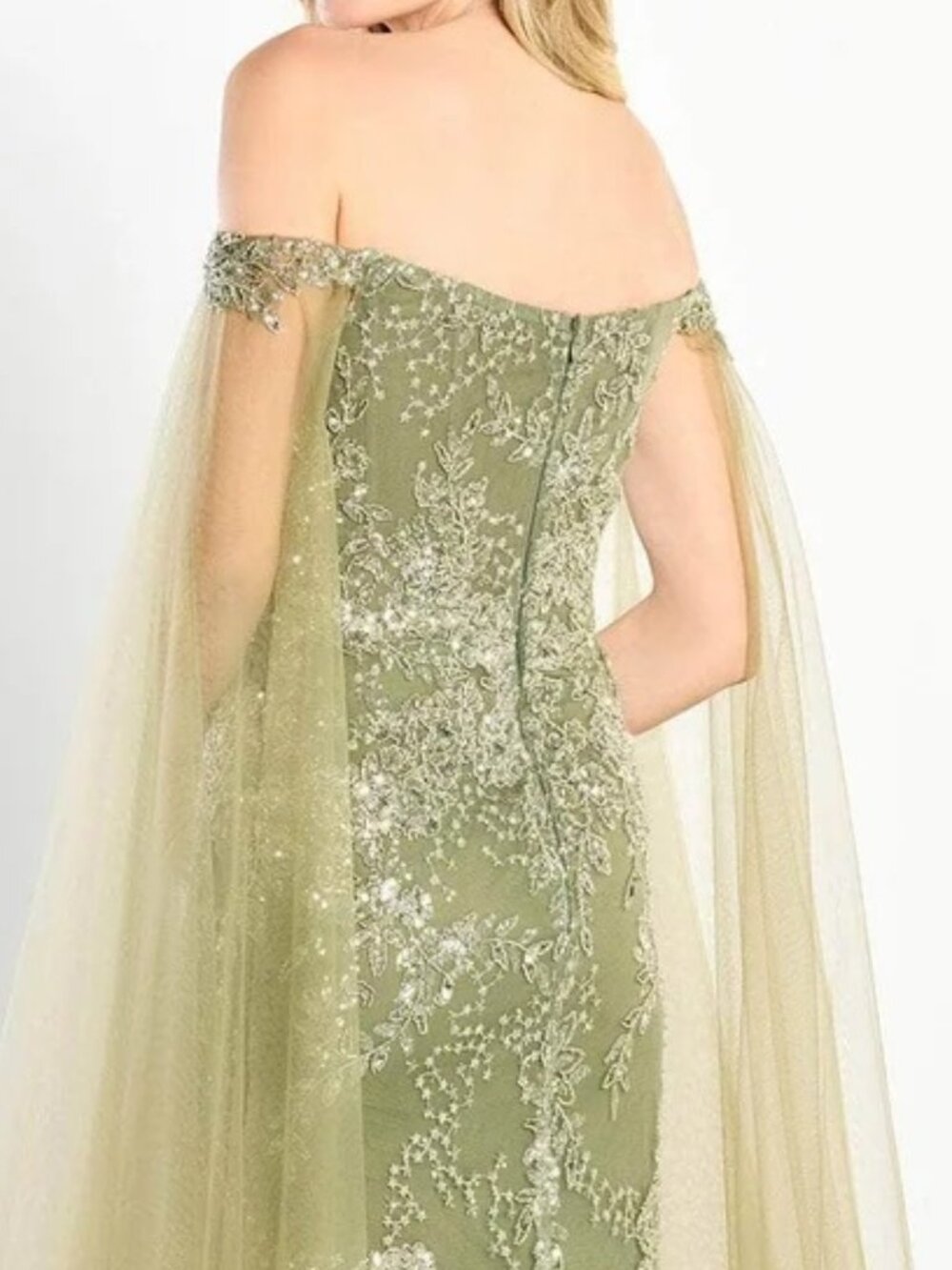 NWT Montage by Mon Cheri M2204 Beaded Applique Prom Dress Navy Size 14 - Picture 4 of 8